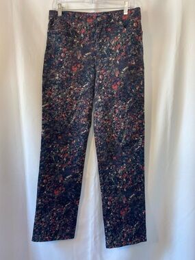 Women's Dark Cottagecore Micro Ditzy Floral Straight Leg Pants 8 Mature Fit